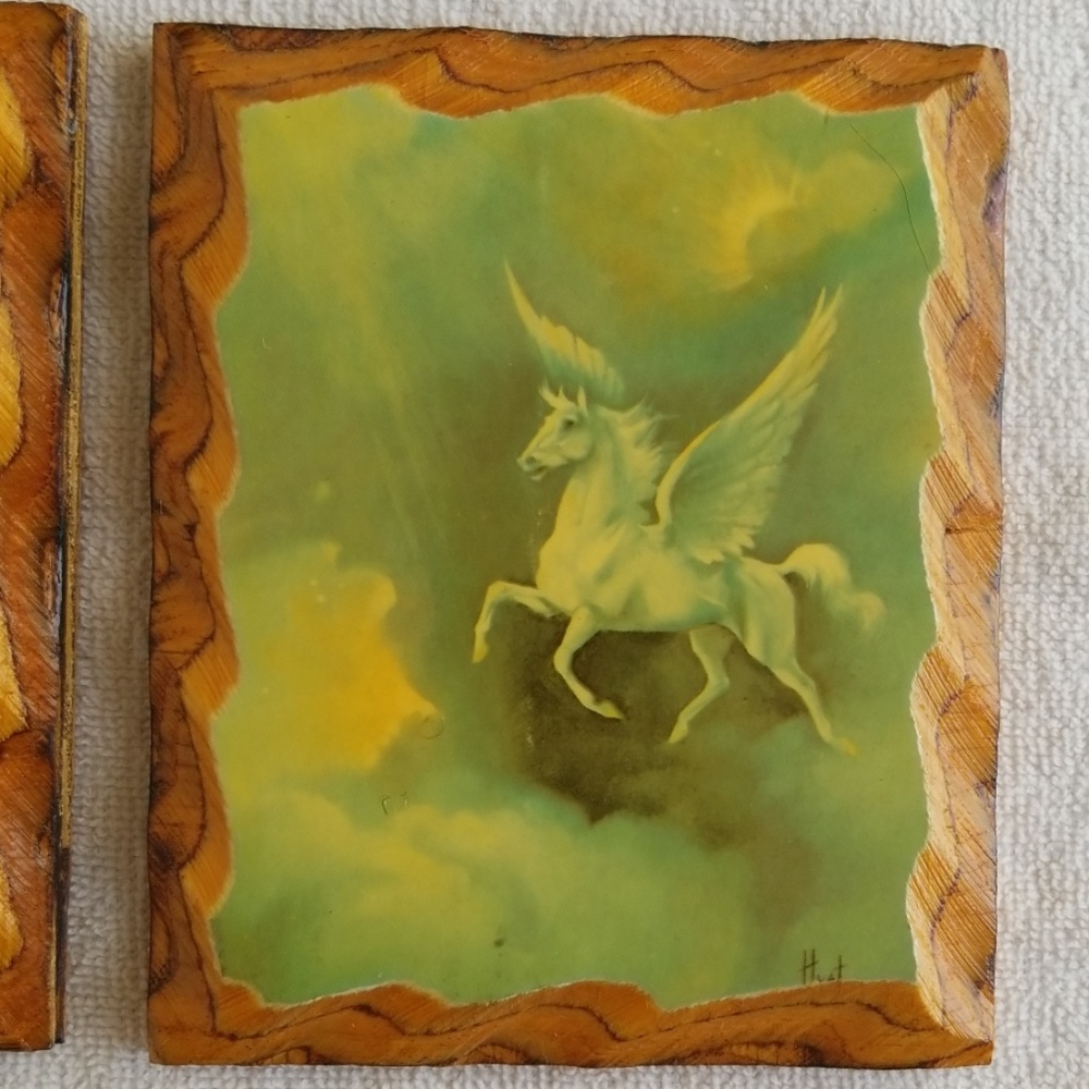 Set of Vintage Flying Horse Foil Decoupage Picture - Picture 3 of 7